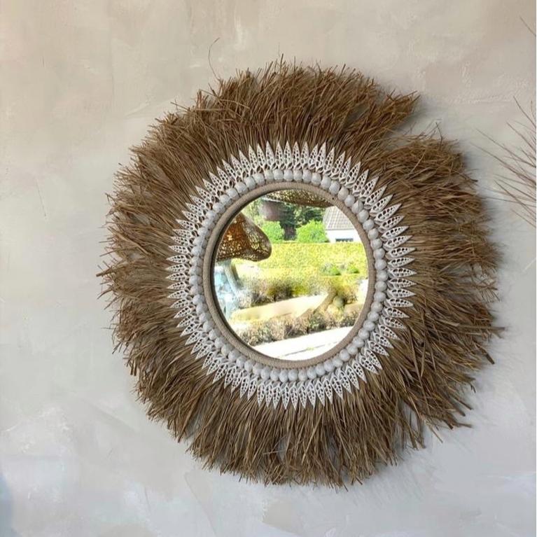 The Raffia Ginger Mirror - Naturel