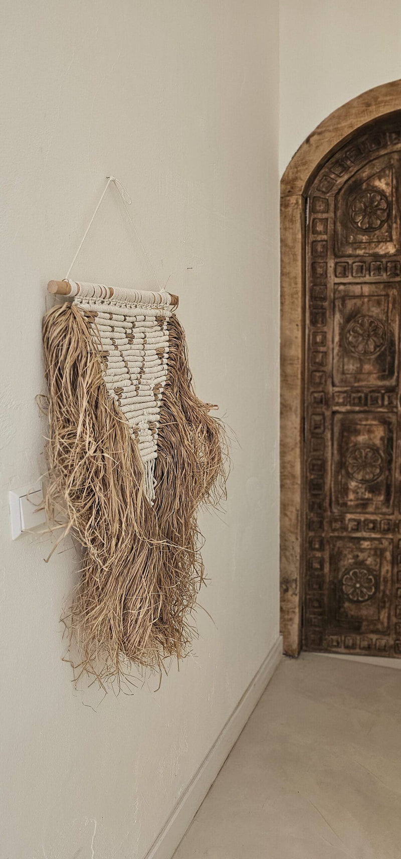 Boho wanddecoratie IBIZA beige/wit