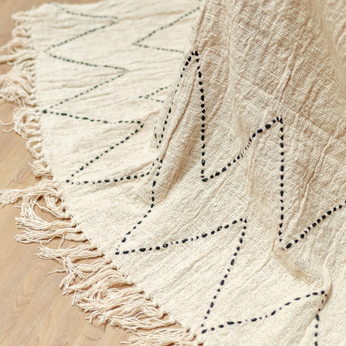 Handgeweven deken LINGGAH beige