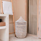 Wasmand met deksel wit/beige KAJA