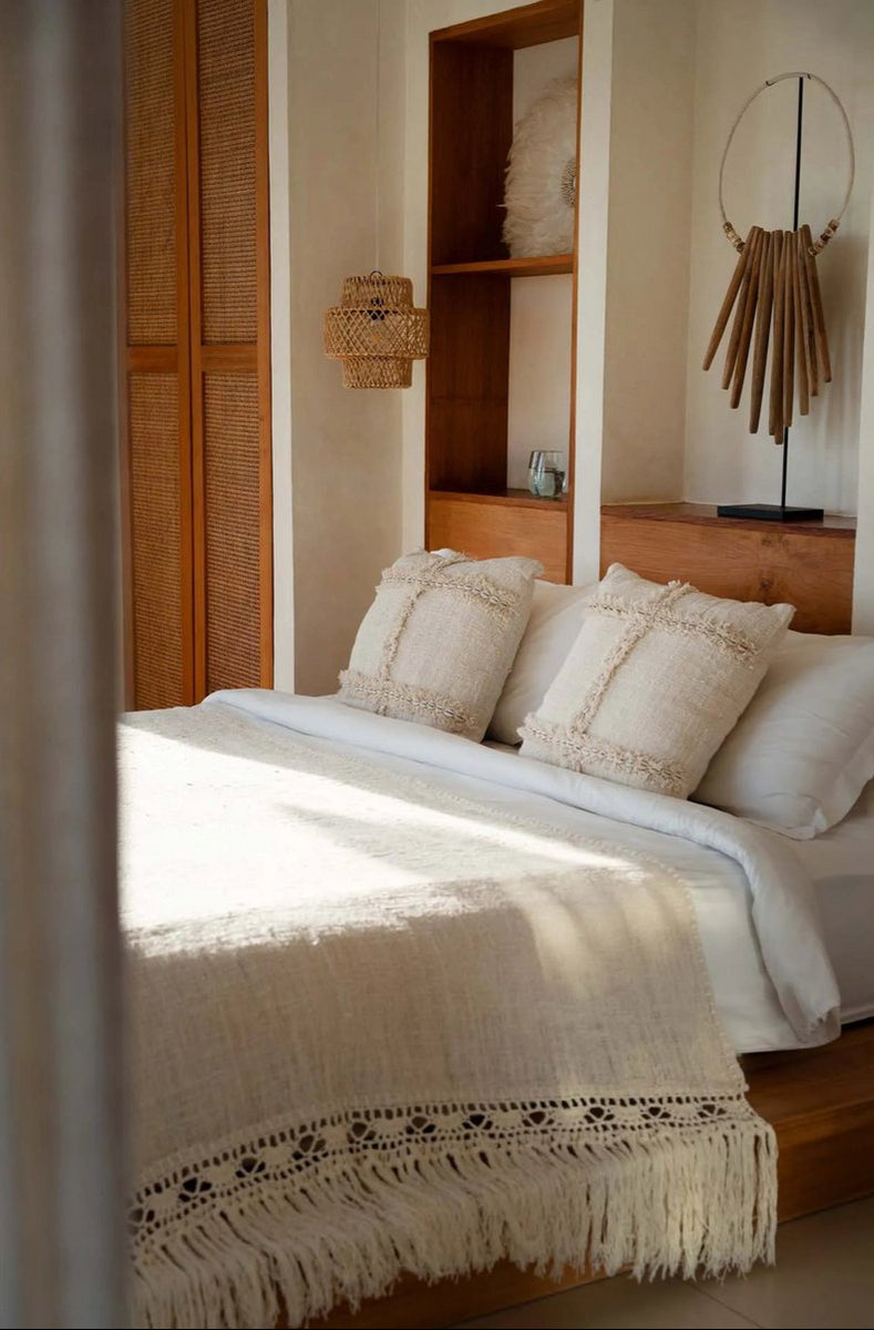 beige linnen kussenhoes boho