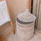 Wasmand met deksel wit/beige KAJA