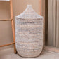 Wasmand met deksel wit/beige KAJA