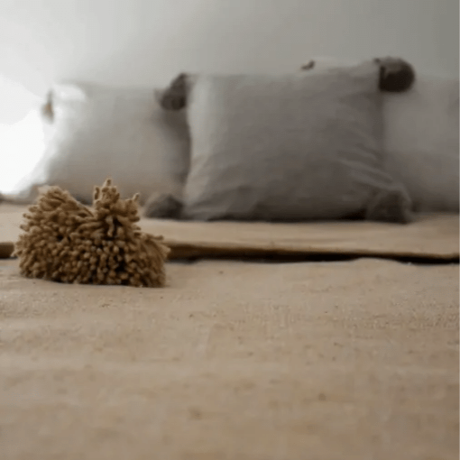 Pompondeken Beige