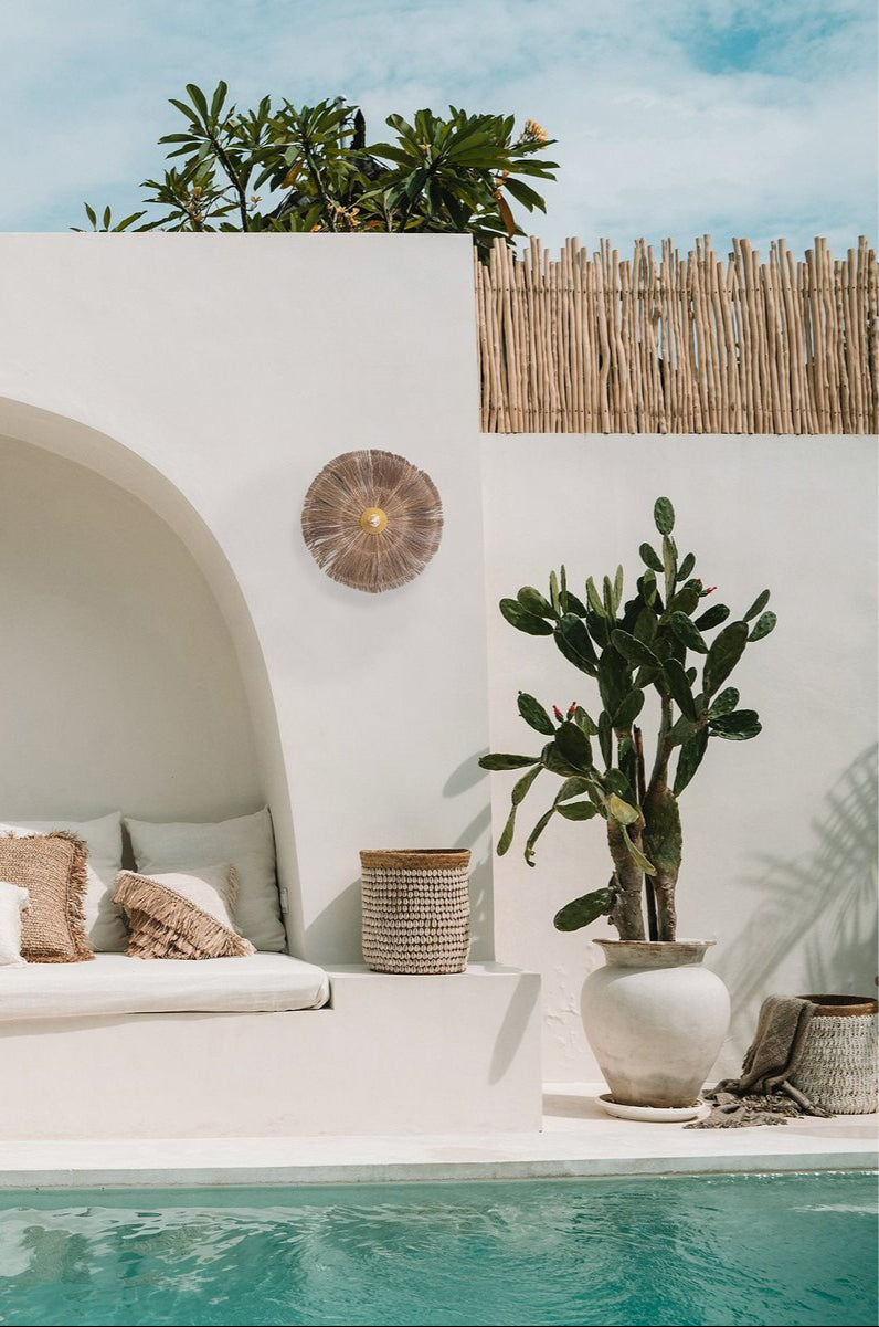 gouden messing wandlamp met zeegras