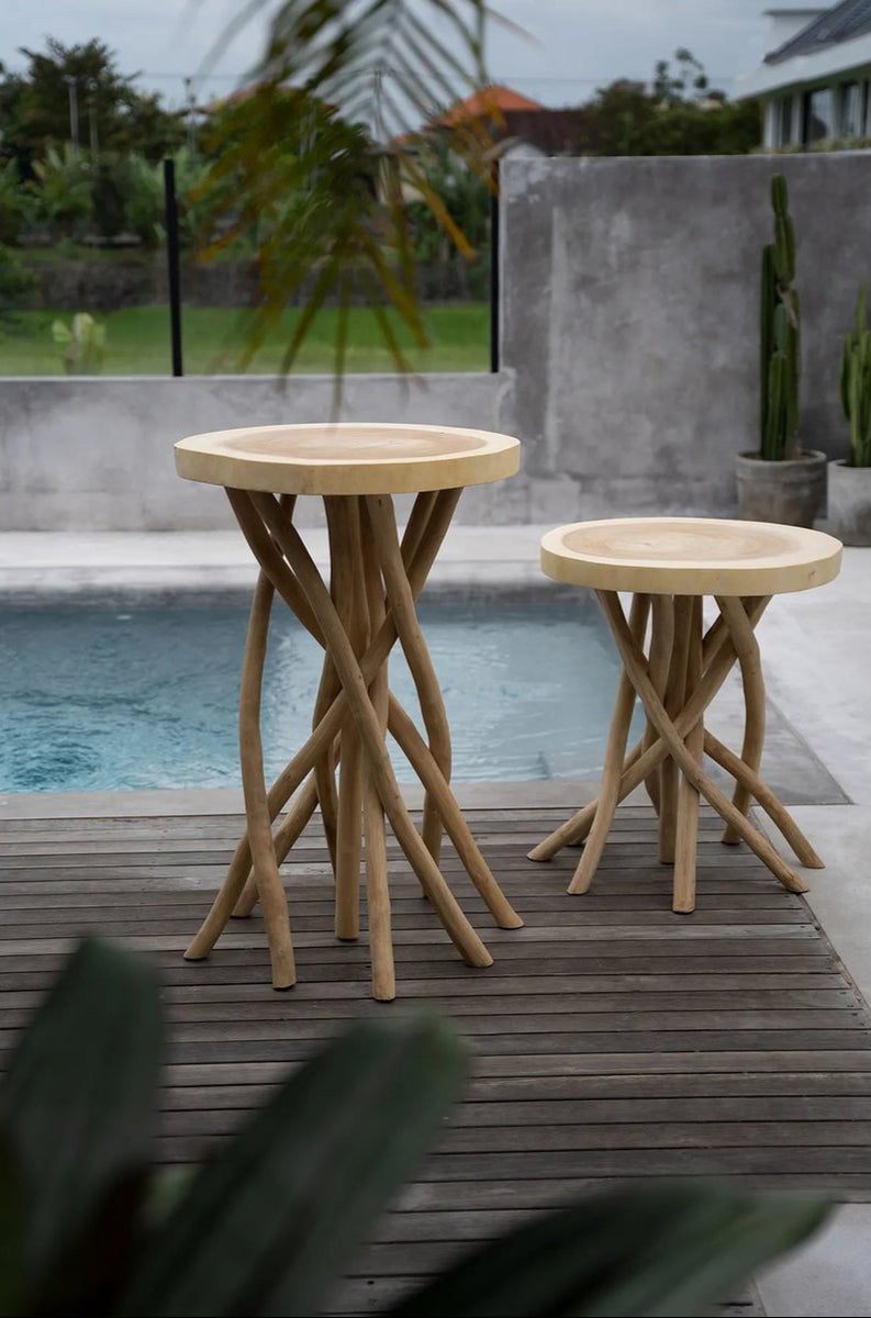 ronde bijzettafel van hout