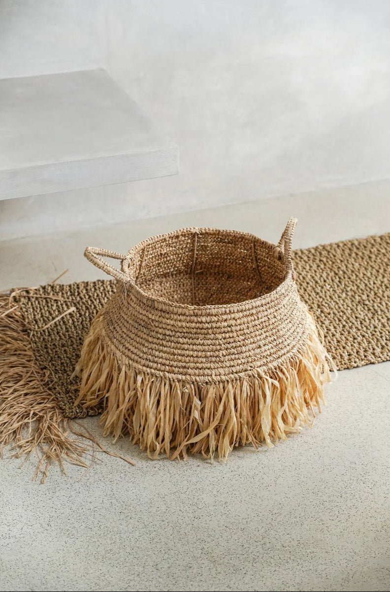geweven raffiamand bohemian stijl