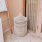 Wasmand met deksel wit/beige KAJA