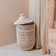 Wasmand met deksel wit/beige KAJA